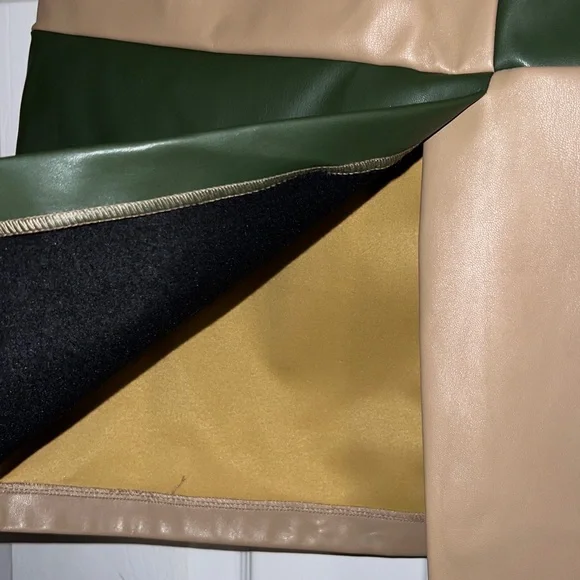 New York & Company Tan & Green Colorblock Faux Leather Pencil Skirt NWT - Picture 7 of 10
